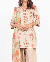 Alkaram Beige Lawn Suit- Pakistani Designer Lawn Suits
