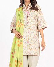 Alkaram Beige Lawn Suit- Pakistani Lawn Dress