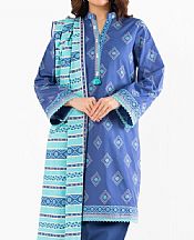 Dark Pastel Blue Lawn Suit