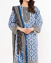 Blue/Off White Lawn Suit