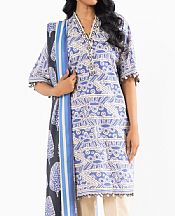 Alkaram Moody Blue/Off White Lawn Suit- Pakistani Designer Lawn Suits