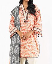 Alkaram Faded Orange/Off White Lawn Suit- Pakistani Lawn Dress