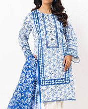 Alkaram Blue/Off White Lawn Suit- Pakistani Lawn Dress