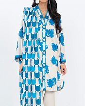 Alkaram Off White/Turquoise Lawn Suit- Pakistani Lawn Dress