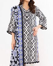 Alkaram Off White/Black Lawn Suit- Pakistani Designer Lawn Suits