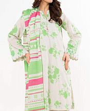 Alkaram Light Grey/Green Lawn Suit- Pakistani Lawn Dress