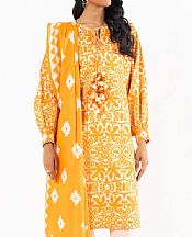 Alkaram Orange/Off White Lawn Suit- Pakistani Lawn Dress