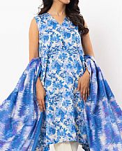 Alkaram Blue/Off White Lawn Suit- Pakistani Lawn Dress