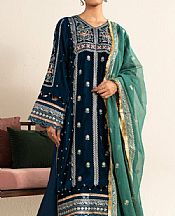 Alkaram Teal Velvet Suit- Pakistani Winter Clothing