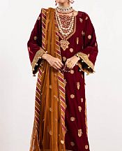 Alkaram Maroon Velvet Suit- Pakistani Winter Clothing