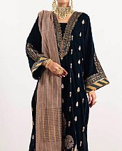 Alkaram Teal Velvet Suit- Pakistani Winter Dress