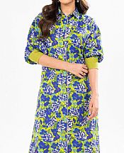 Lime Yellow/Blue Khaddar Kurti