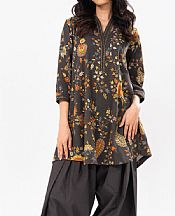 Alkaram Black Khaddar Kurti- Pakistani Winter Dress