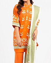 Alkaram Pumpkin Orange Karandi Suit- Pakistani Winter Dress