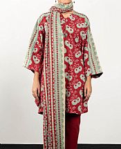 Alkaram Red Khaddar Suit- Pakistani Winter Clothing