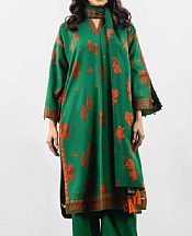 Alkaram Emerald Green Khaddar Suit- Pakistani Winter Clothing