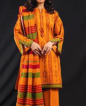 Alkaram Safety Orange Khaddar Suit- Pakistani Winter Dress