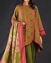 Alkaram Olive Green Khaddar Suit- Pakistani Winter Dress