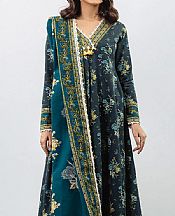 Alkaram Teal Blue Khaddar Suit- Pakistani Winter Clothing