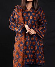 Alkaram Denim Blue Khaddar Suit- Pakistani Winter Dress