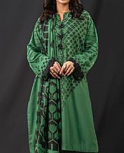 Alkaram Dark Green Karandi Suit- Pakistani Winter Dress