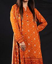Alkaram Safety Orange Viscose Suit- Pakistani Winter Clothing