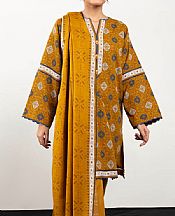 Alkaram Mustard Khaddar Suit- Pakistani Winter Dress