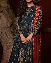Alkaram Teal Blue Viscose Suit- Pakistani Winter Dress