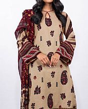 Alkaram Beige Khaddar Suit- Pakistani Winter Clothing