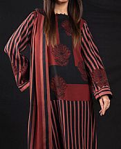 Alkaram Black/Red Viscose Suit (2 Pcs)- Pakistani Winter Dress