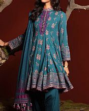 Alkaram Teal Blue Viscose Suit- Pakistani Winter Dress