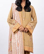 Alkaram Sand Gold Karandi Suit- Pakistani Winter Dress