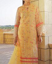 Alkaram Mustard Organza Suit- Pakistani Designer Chiffon Suit