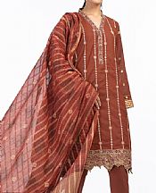 Auburn Red Slub Suit- Pakistani Designer Lawn Dress