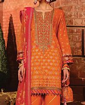 Safety Orange Lawn Suit (2 Pcs)- Pakistani Designer Lawn Dress