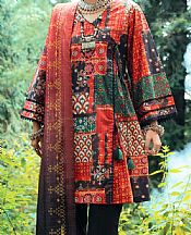 Almirah Orange/Black Cambric Suit- Pakistani Winter Clothing