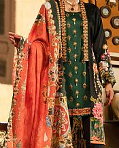 Almirah Green/Black Cotton Silk Suit- Pakistani Winter Dress