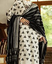 Almirah Off-white/Black Twill Viscose Suit- Pakistani Winter Clothing