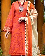 Almirah Bright Orange Jacquard Suit- Pakistani Winter Dress