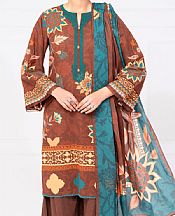 Almirah Brown Cambric Suit- Pakistani Winter Dress