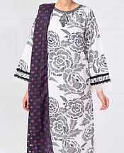 Almirah Off White/Black Cambric Suit (2 pcs)- Pakistani Winter Dress