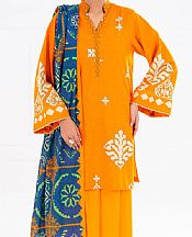 Almirah Orange Cambric Suit (2 pcs)- Pakistani Winter Dress