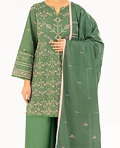 Almirah Hazel Green Cambric Suit (2 pcs)- Pakistani Winter Clothing