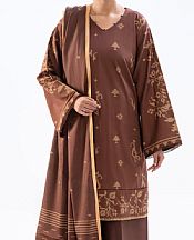 Almirah Congo Brown Cambric Suit (2 pcs)- Pakistani Winter Dress