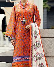 Almirah Safety Orange Cambric Suit (2 pcs)- Pakistani Winter Clothing
