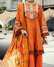 Almirah Shocking Orange Cambric Suit (2 pcs)- Pakistani Winter Clothing