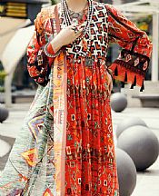 Almirah Orange Cambric Suit (2 pcs)- Pakistani Winter Dress