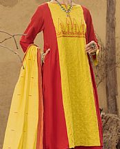 Almirah Red/Yellow Lawn Suit- Pakistani Designer Lawn Suits