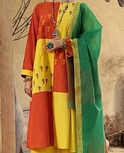 Orange/Yellow Lawn Suit- Pakistani Designer Lawn Dress