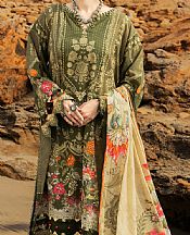 Almirah Army Green Lawn Suit- Pakistani Lawn Dress